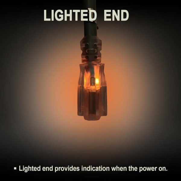 EP 12 Ft Lighted Outdoor Extension Cord - 12/3 SJTW Heavy Duty Grey - Image 6