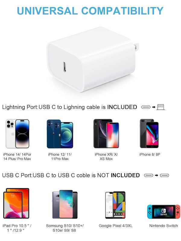 10FT iPhone 14 13 12 11 Charger, Long Charging Cable with 20W USB C Charger - Image 5