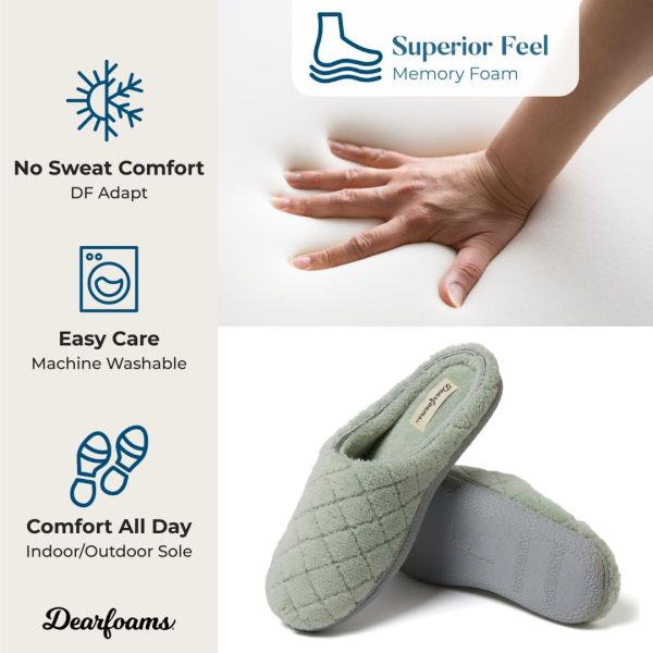 Dearfoams Women's Memory Foam Washable Leslie Clog House Slipper with Wide - Image 5