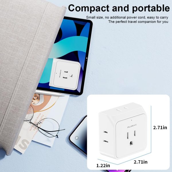 2pack Multi Plug Outlet Extender,Portable Travel Adapter with 5 Outlet - Image 4