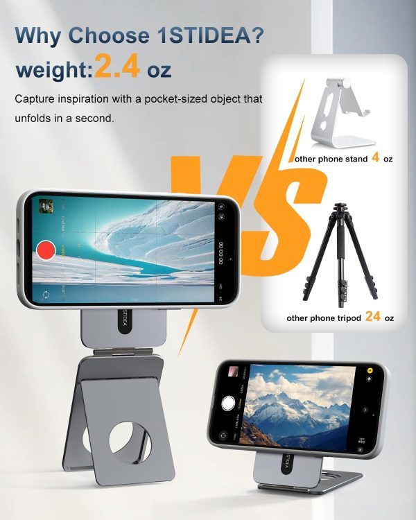 Phone Tripod Stand, Aluminum Alloy Phone Stand Compatible with Magsafe - Image 6