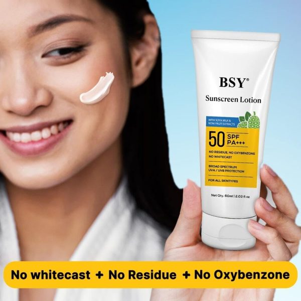 BSY Noni Sunscreen Lotion SPF 50 PA+++ (2.03 fl oz) | Infused with Noni & - Image 4