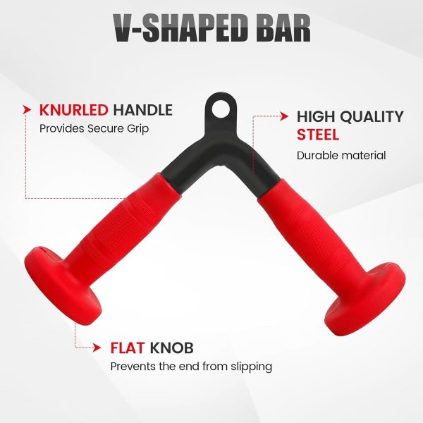 V-shaped Bar Straight Rotating Bar Curl LAT Pull Down Bar D Handle Double D - Image 4