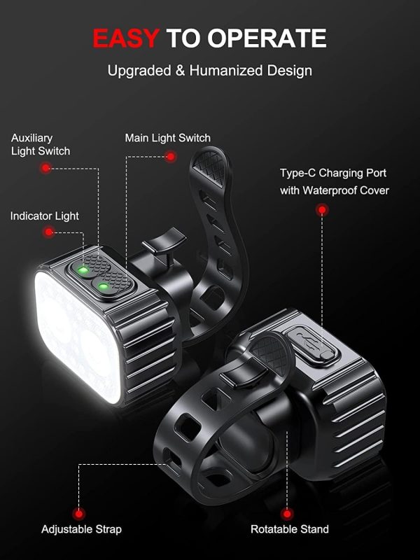 Bike Lights, Rechargeable Bicycle Lights Set Super Bright 8+12 Modes, IPX6 - Image 5