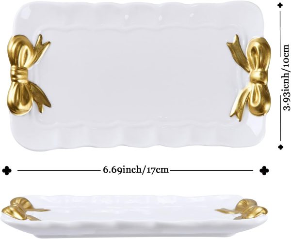 Bow Jewelry Tray Ceramic Trinket Dish for Rings Earrings Necklaces Bracelet - Image 5