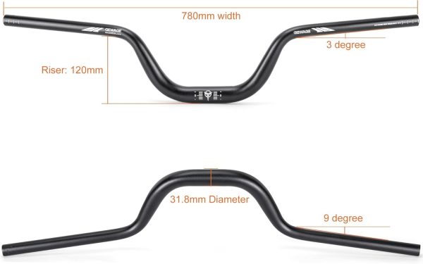 31.8 Bike Handlebar - 25mm, 55mm, 70mm, 90mm,120mm Riser Handlebar - 780mm - Image 4