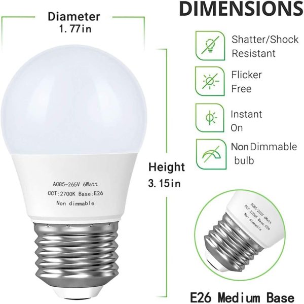 GOSCHE 60 Watt Light Bulb Equivalent, A15 Led Ceiling Fan Light Bulbs, 550 - Image 2