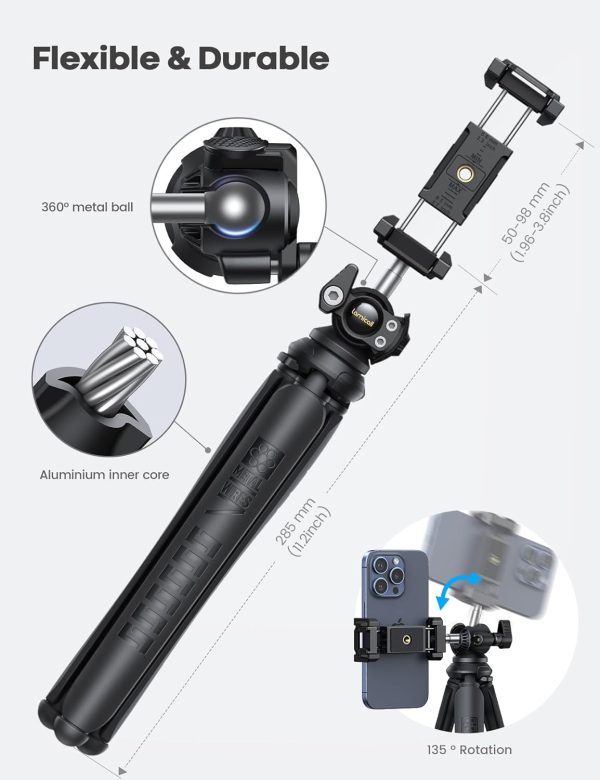 Lamicall Tripod for iPhone - 3 in 1 Flexible Phone Tripod with Wireless - Image 5