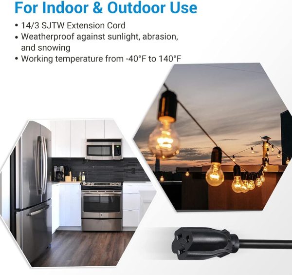 DEWENWILS Outdoor Extension Cord 25FT, Waterproof Power Cord for Indoor - Image 3