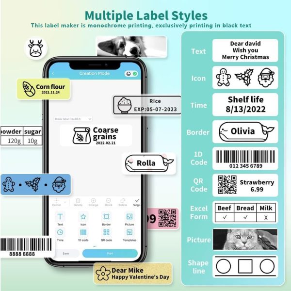 Phomemo D30 Label Maker Machine, Portable Bluetooth Mini Label Printer, - Image 6