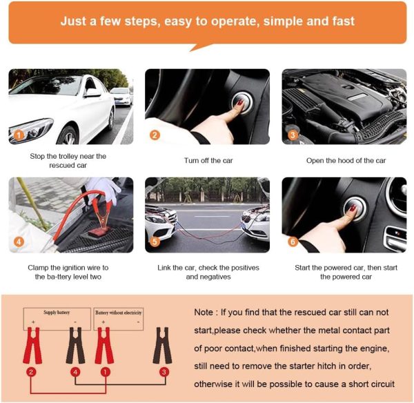70" 500A Heavy Battery Duty Jumper Cables, Automotive Booster Cables for - Image 5