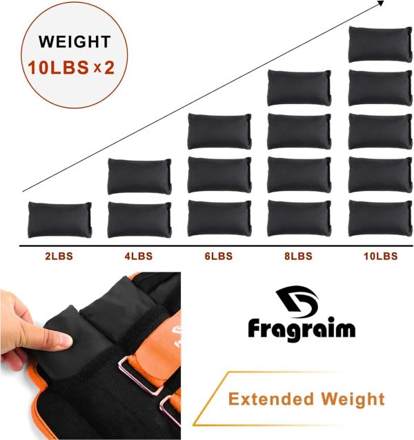 Fragraim Adjustable Ankle Weights 1-3/4/5/6/8/10/12/15/20 LBS Pair with - Image 3