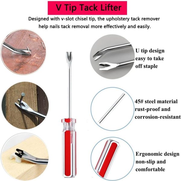Upholstery Staple Remover Tool Kit,Heavy Duty Carpet Tack Strip Nail Wood - Image 5
