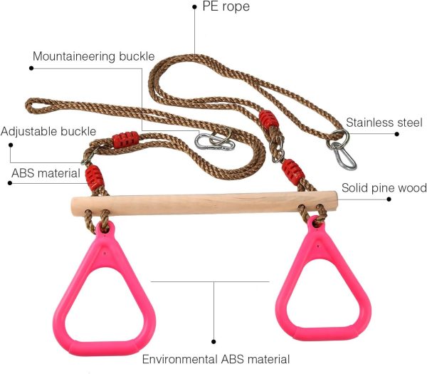 PELLOR Trapeze Bar Gym Rings -Trapeze Swing Bar for Playground Accessories - Image 5
