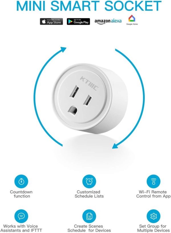Smart plug 4 Packs, KTMC Mini Wifi Outlet Compatible with Alexa, Google - Image 3