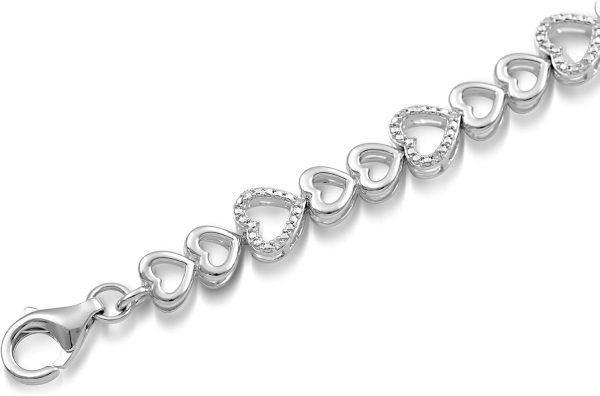 Jewelili Sterling Silver Natural White Round Cut Diamond Accent Link - Image 3