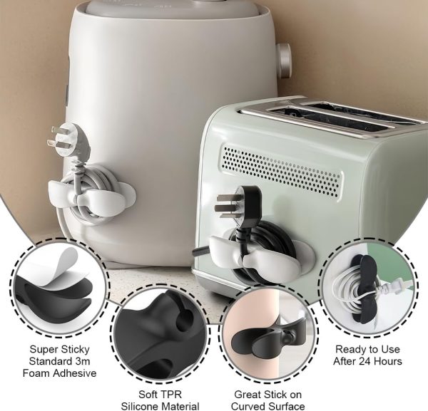 Cord Organizer for Kitchen Appliances - 4PCS Cord Winder Organizer Stick On - Image 3