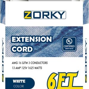6ft Outdoor Extension Cord for Christmas Decorations - 16/3 Heavy Duty SJTW