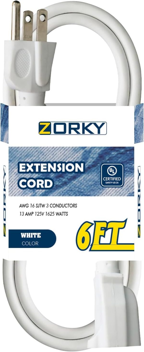 6ft Outdoor Extension Cord for Christmas Decorations - 16/3 Heavy Duty SJTW