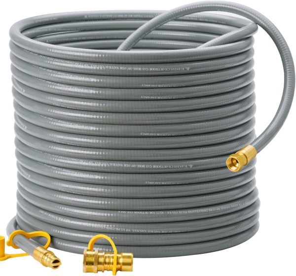 70 Feet 3/8 inch ID Natural Gas Grill Hose with Quick Connect Fittings,