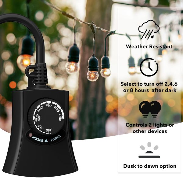 HBN Outdoor Light Timer Waterproof, Weatherproof Photocell Dusk to Dawn - Image 3