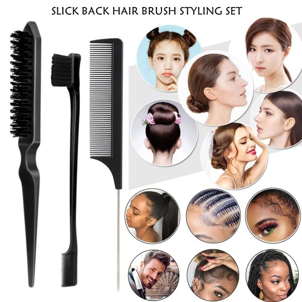 4Pcs Hair Wax Stick & Slick Back Hair Brush Versatile Hair Styling Set, - Image 3