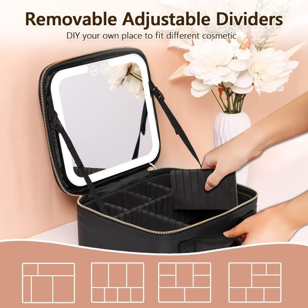 VANMRIOR Travel Makeup Bag with LED Lighted Make up Case with Mirror 3 - Image 3