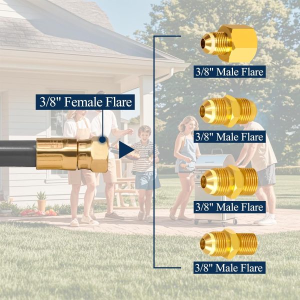 3/8" ID Natural Gas Hose, 12FT Low Pressure LPG Hose with Quick Connect, - Image 4
