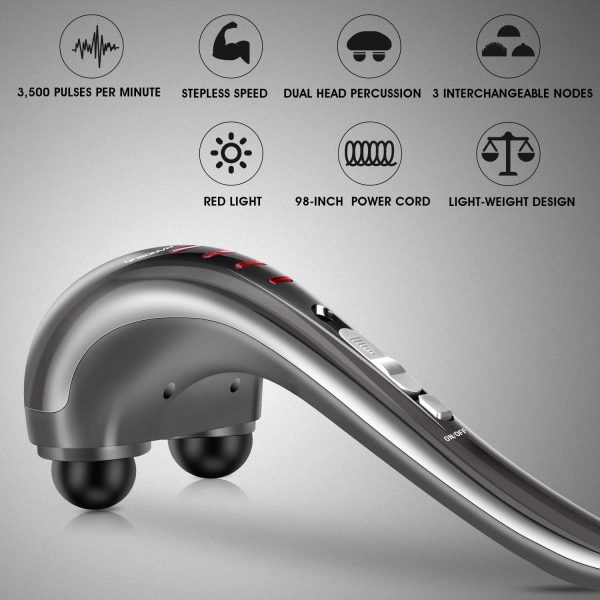 Hangsun Handheld Neck Back Massager for Pain Relief Deep Tissue, Electric - Image 2