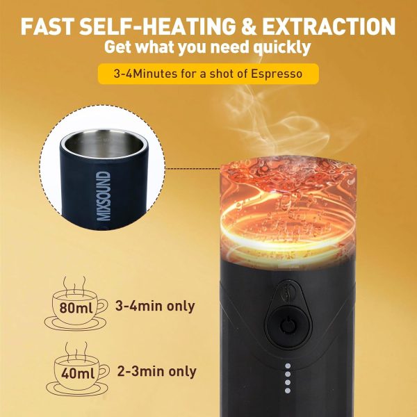 Portable Espresso Machine, Electric Travel Coffee Maker for Camping, Car - Image 3