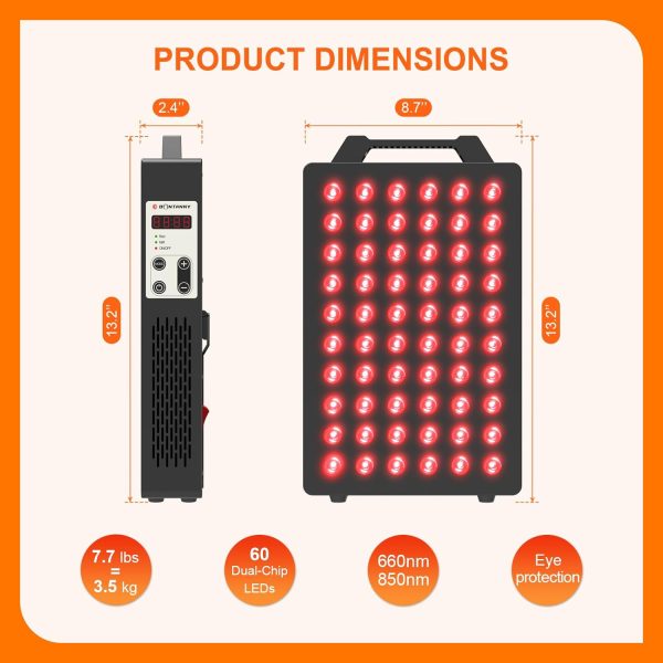 Red Light Therapy, 660nm 850nm Red Near Infrared Light Device with 60 Dual - Image 2