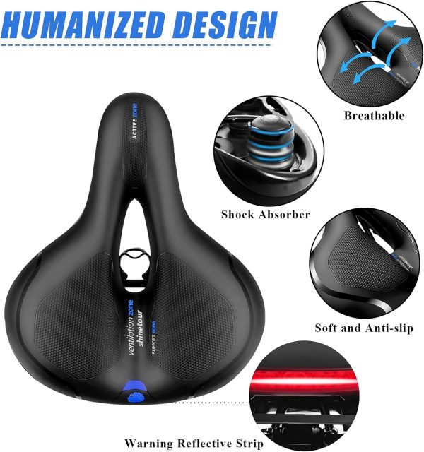 Comfort Bike Seat for Women Men,Wide Bicycle Saddle Replacement Memory Foam - Image 2