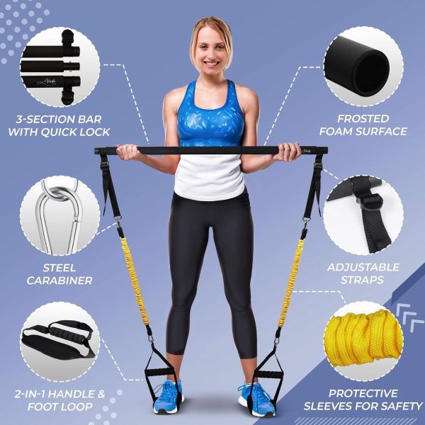 Verde Acqua Pilates Bar Kit with Resistance Bands for Women - - Image 3