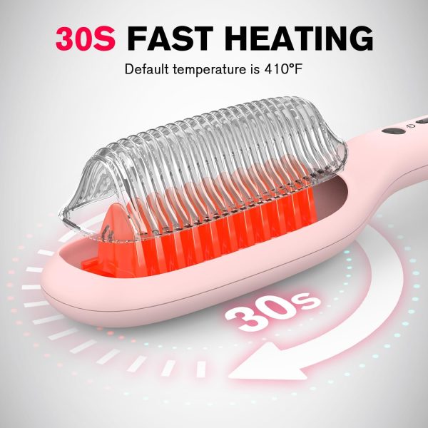 MiroPure Hair Straightener Brush, 10.3 inches x 2.3 inches, Pink, Ceramic, - Image 5