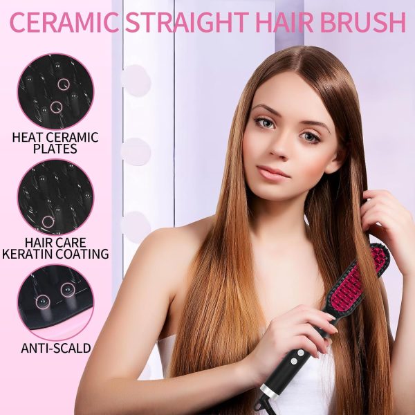 Hair Straightener Brush， Portable Straightener hot Comb for Women Thick - Image 3