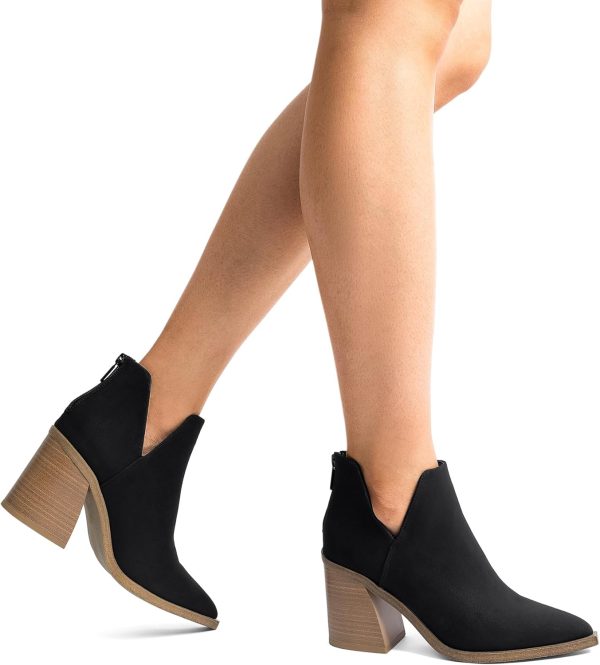 DREAM PAIRS Women's Ankle Boots Chunky Heel Pointed Toe Short Booties Shoes - Image 6
