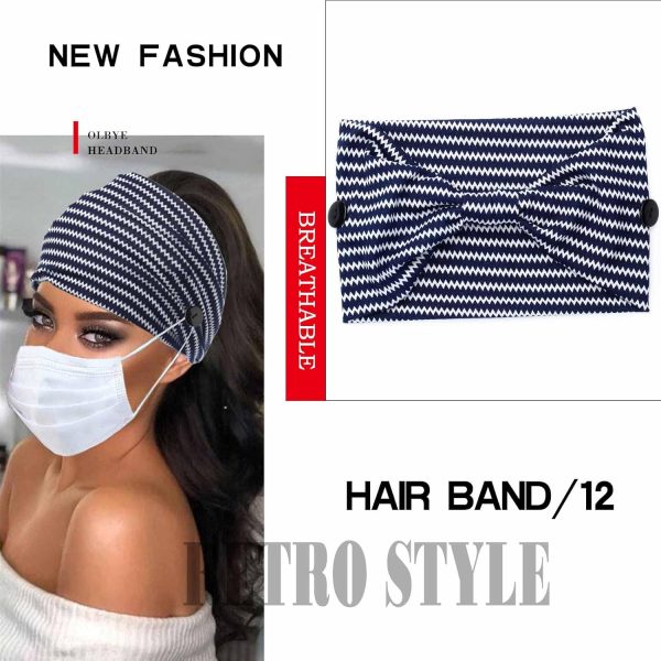 Olbye Nurse Headbands with Buttons for Mask Wide Boho Head Bands Knotted - Image 3