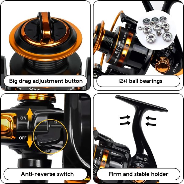 Summer and Centron Spinning Reels, 12 +1 BB Light Weight & Ultra Smooth - Image 3