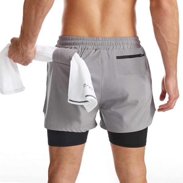 Surenow Mens 2 in 1 Running Shorts Quick Dry Athletic Shorts with Liner, - Image 2