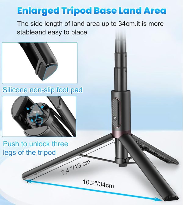 TONEOF 67" Cell Phone Selfie Stick Tripod,Smartphone Tripod Stand All-in-1 - Image 4