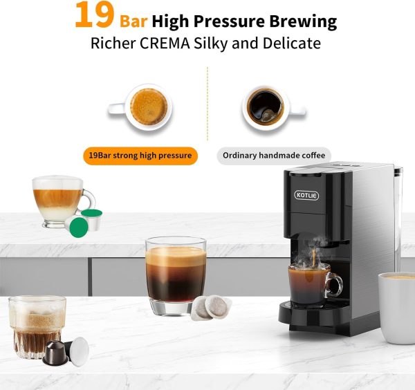 KOTLIE Single Serve Coffee Maker, 19Bar Espresso Machine, 4in1 Coffee - Image 6