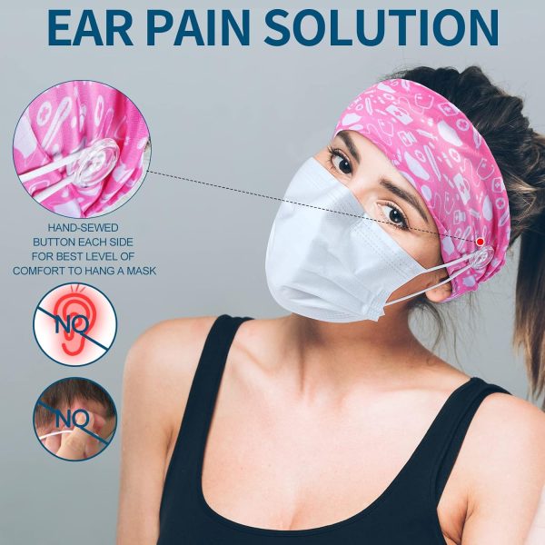 WILLBOND 8 Pieces Nursing Headbands with Buttons for Nurses Doctors Women - Image 4