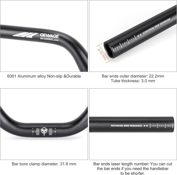 31.8 Bike Handlebar - 25mm, 55mm, 70mm, 90mm,120mm Riser Handlebar - 780mm - Image 5
