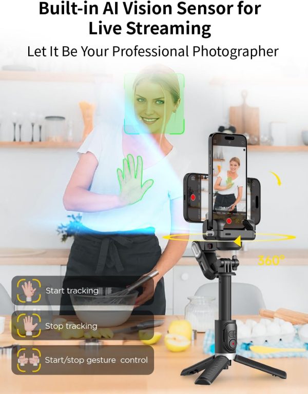 Gimbal Stabilizer for Smartphone, 2-Axis Phone Gimbal w/360° Rotation for - Image 2