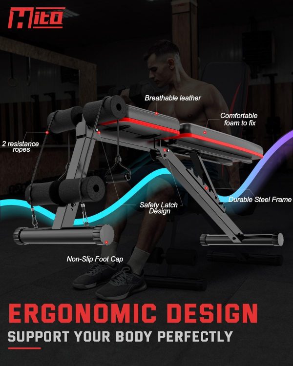 HITOSPORT Adjustable Weight Bench for Full Body Exercise, Foldable Strength - Image 5