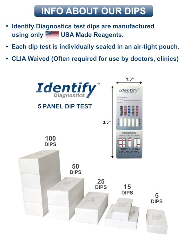 Drug Test Cards - 100 Pack - 5 Panel Dip CLIA Waived Instant Urine Drug - Image 2