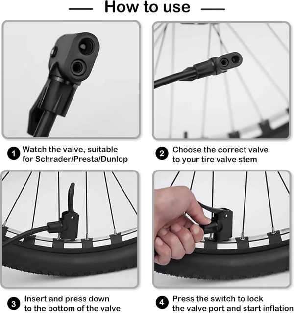 Hycline Bike Floor Pump with Gauge: Bicycle Tire Pump 160 PSI High Pressure - Image 8
