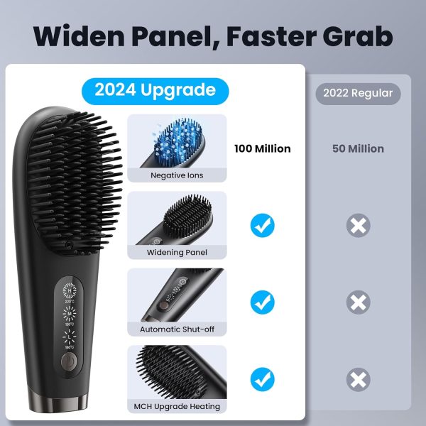 Portable Cordless Hair Straightener Brush: Wireless Ionic Hot Straightening - Image 4