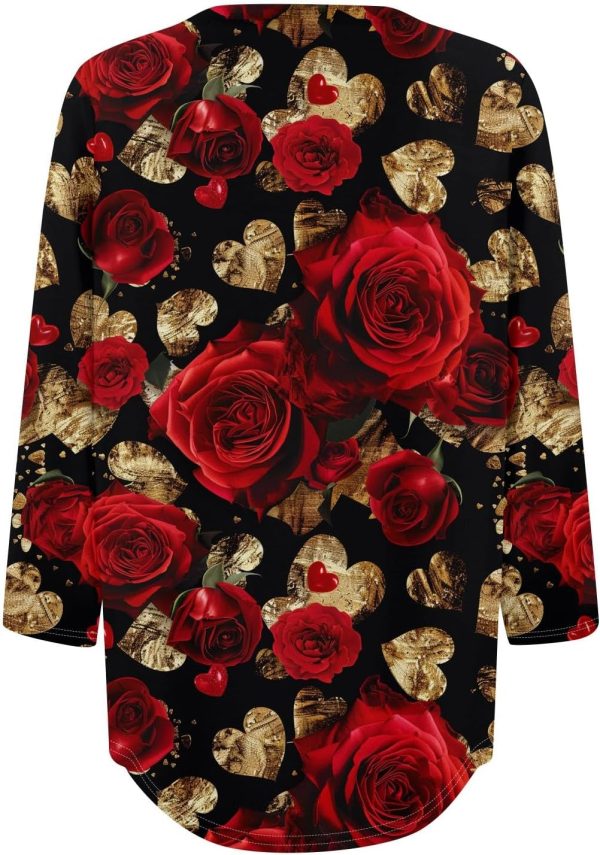 ChicCrate Shirts for Women Trendy 2025 Heart Shamrock Print 3/4 Length - Image 5
