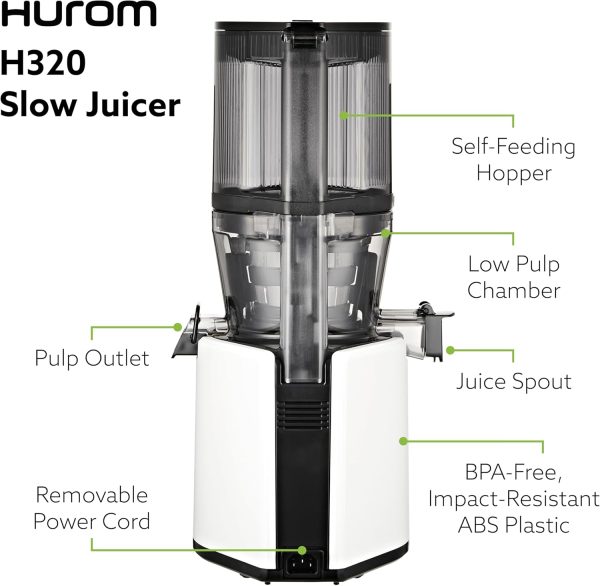 Hurom H320 Slow Juicer | Ultra Low Pulp | Hands-Free | Hopper Fits Whole - Image 8
